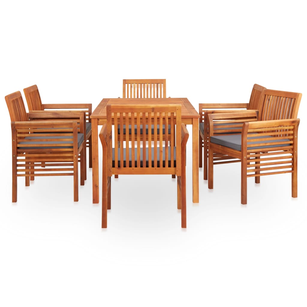 vidaXL 7 Piece Patio Dining Set with Cushions Solid Acacia Wood