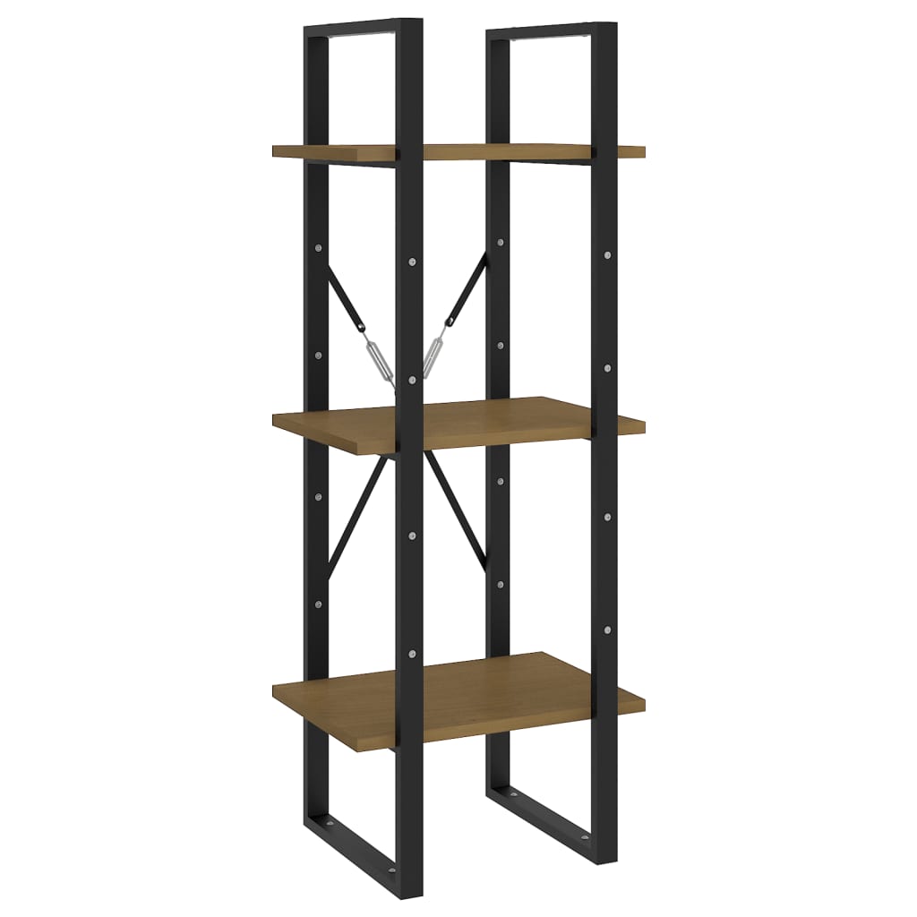 vidaXL 3-Tier Book Cabinet Honey Brown 15.7"x11.8"x41.3" Solid Pinewood