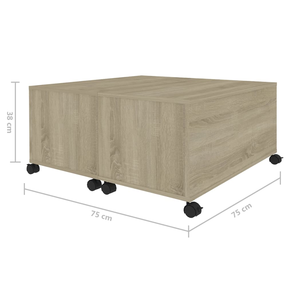 vidaXL Coffee Table Sonoma Oak 29.5"x29.5"x15" Engineered Wood