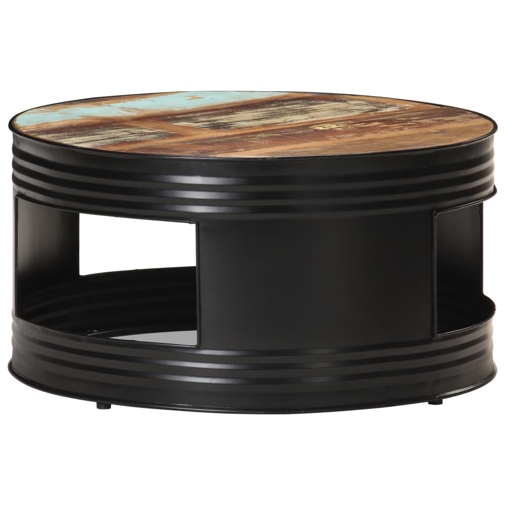 vidaXL Coffee Table Black 26.8"x26.8"x14.2" Solid Reclaimed Wood