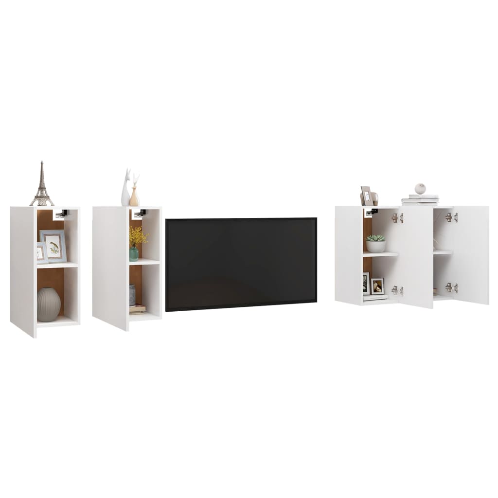 vidaXL TV Cabinets 4 pcs White 12"x11.8"x23.6" Engineered Wood