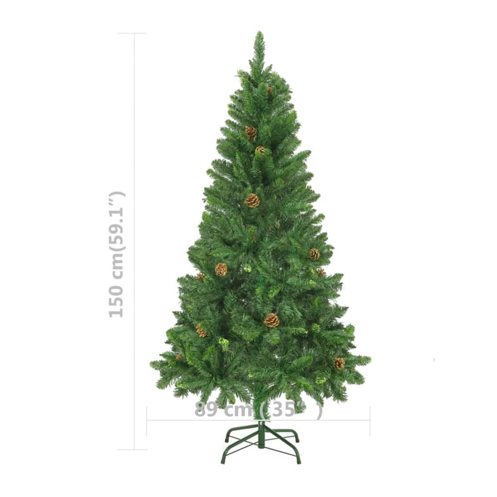 vidaXL Artificial Christmas Tree with LEDs&Pine Cones Green 59.1"
