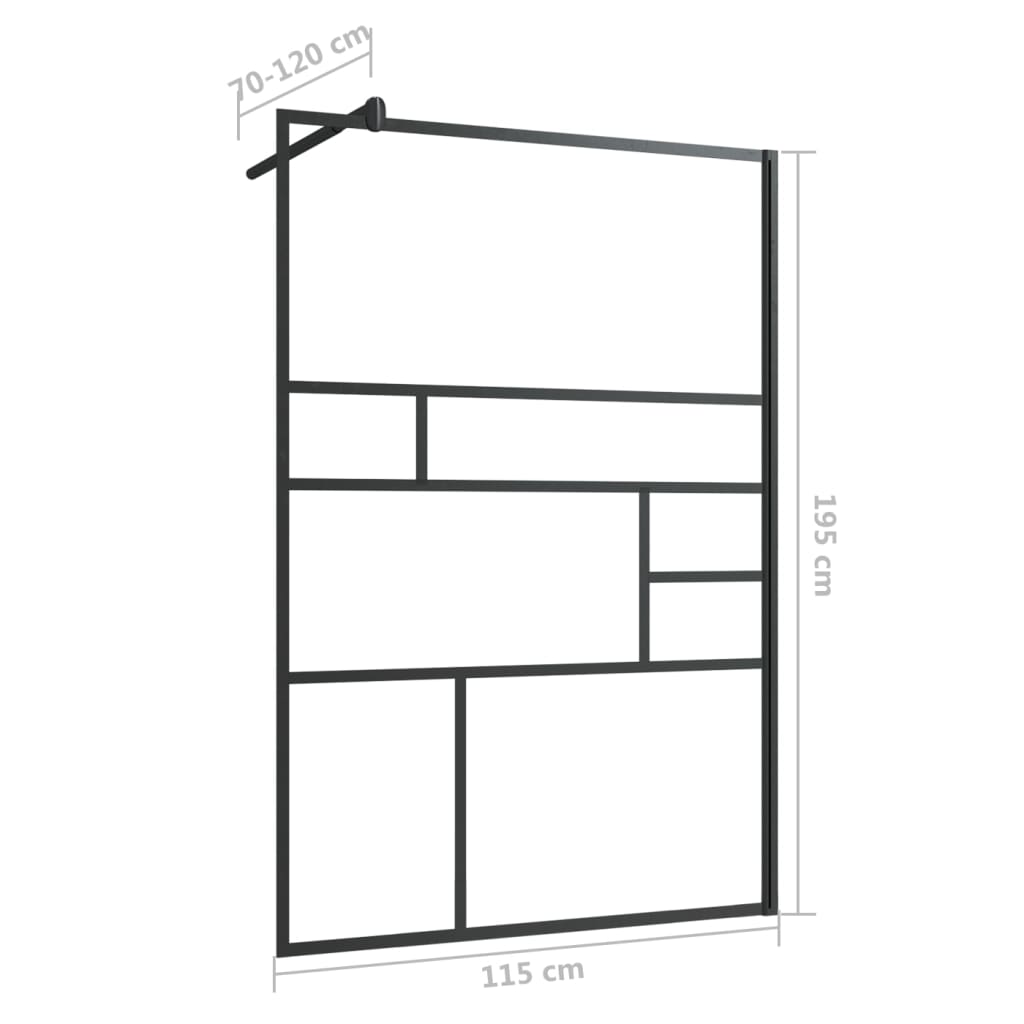 vidaXL Walk-in Shower Wall with Clear ESG Glass 45.3"x76.8" Black