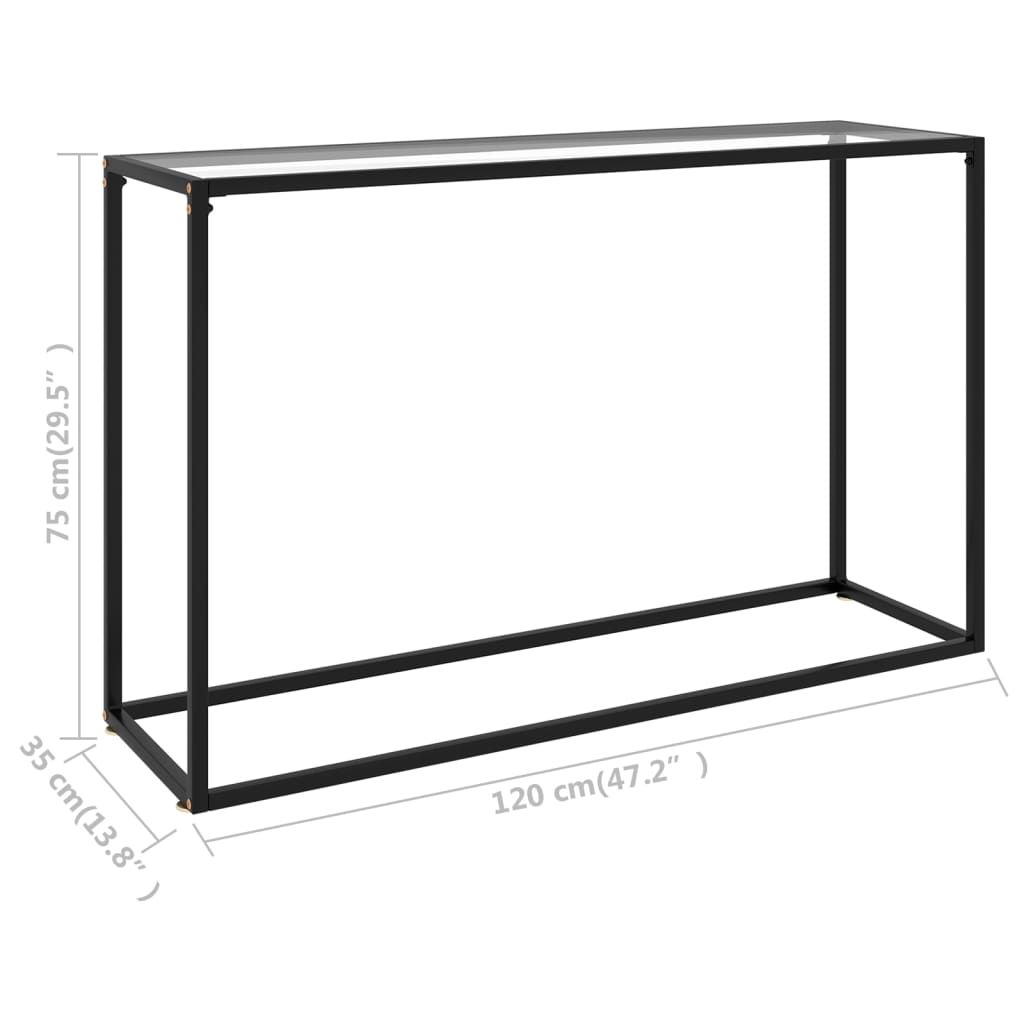 vidaXL Console Table Transparent 47.2"x13.8"x29.5" Tempered Glass