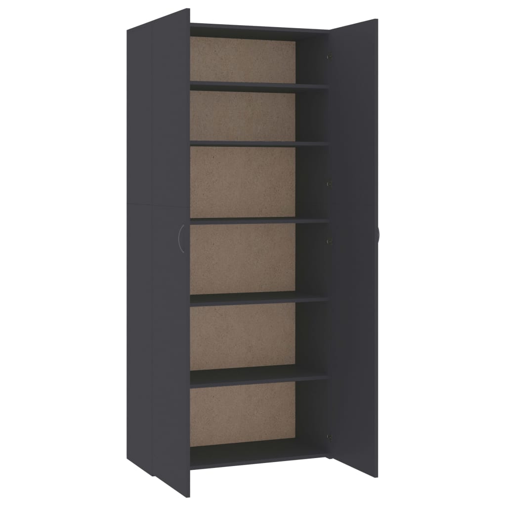 vidaXL Shoe Cabinet Gray 31.5"x14"x70.9" Engineered Wood