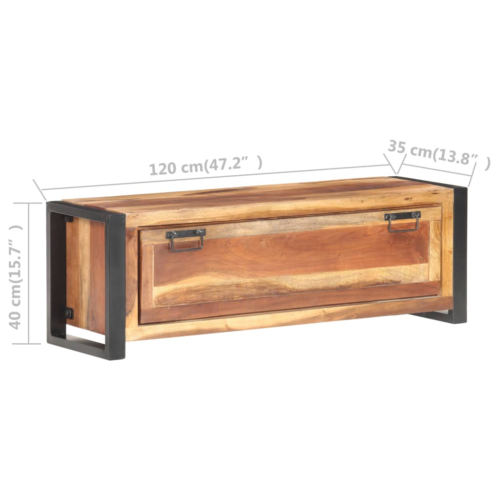 vidaXL Shoe Cabinet 47.2"x13.8"x15.7" Solid Wood with Sheesham Finish