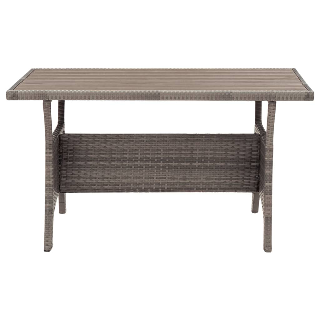 vidaXL Patio Table Gray 47.2"x27.6"x26" Poly Rattan
