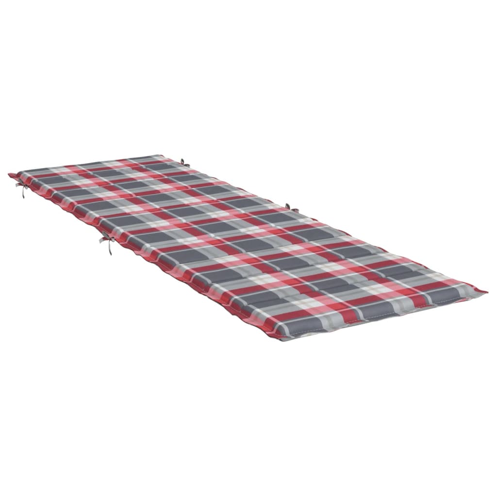 vidaXL Sun Lounger Cushion Red Check Pattern 73.2"x22.8"x1.2"
