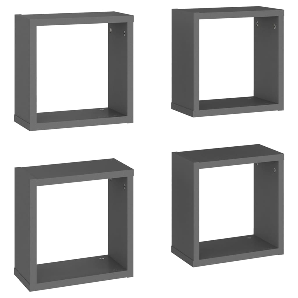 vidaXL Wall Cube Shelves 4 pcs Gray 11.8"x5.9"x11.8"