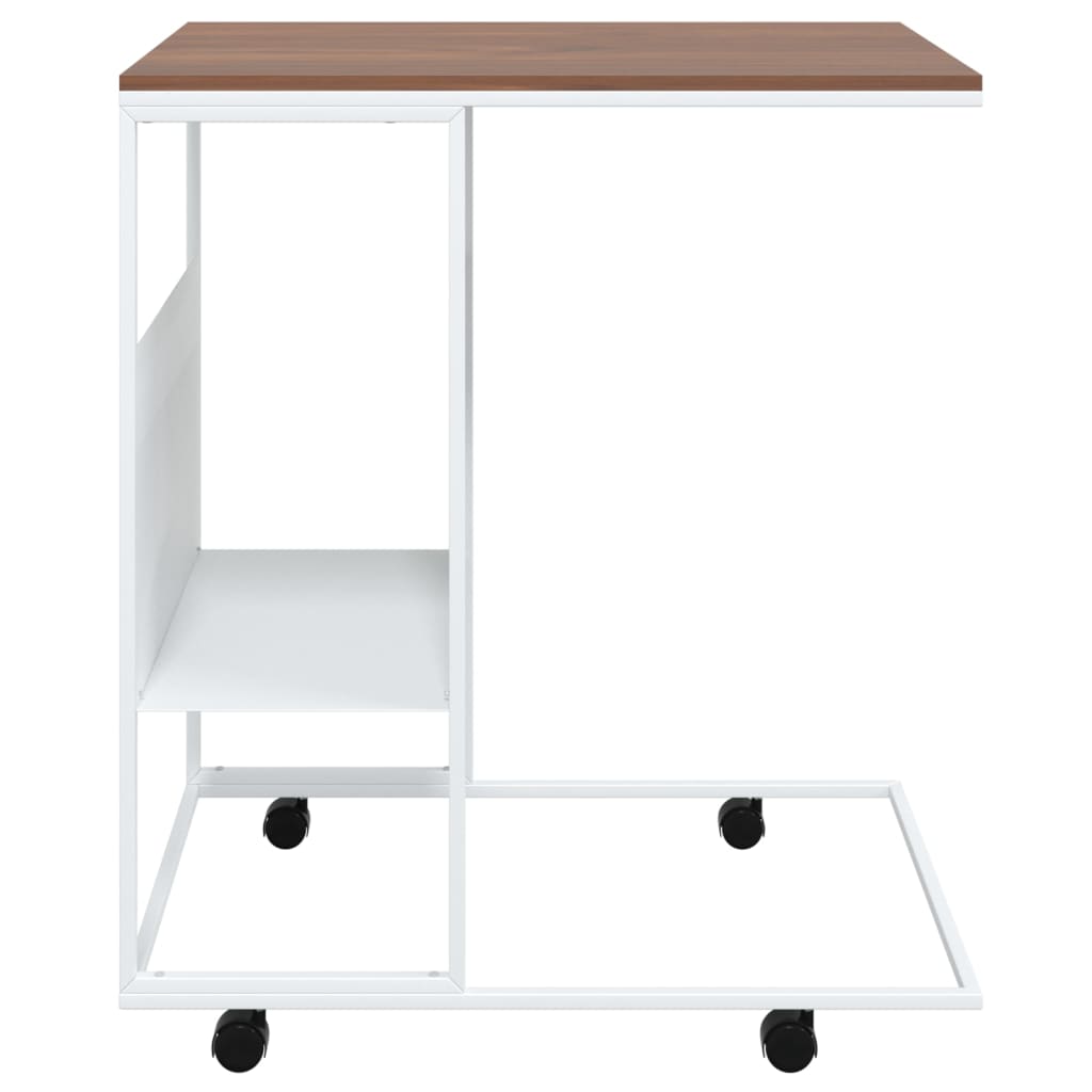 vidaXL Side Table with Wheels White 21.7"x14.2"x25" Engineered Wood