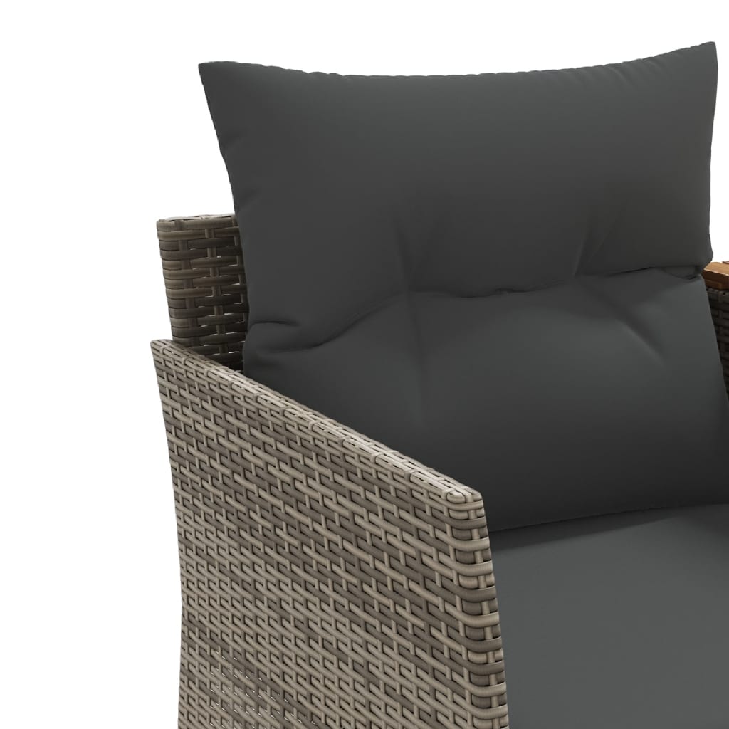 vidaXL Patio Sofa 2-Seater with Stools Gray Poly Rattan