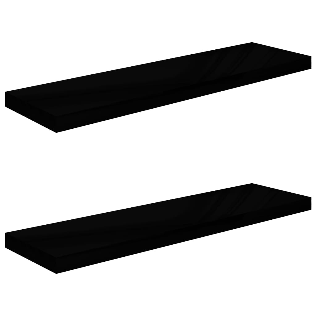 vidaXL Floating Wall Shelves 2 pcs High Gloss Black 35.4"x9.3"x1.5" MDF