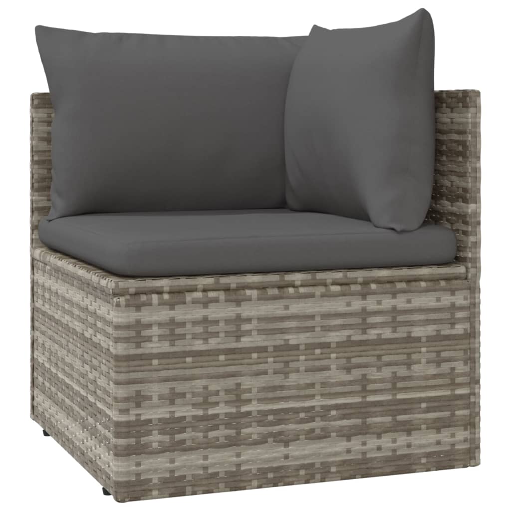 vidaXL 5 Piece Patio Lounge Set with Cushions Gray Poly Rattan