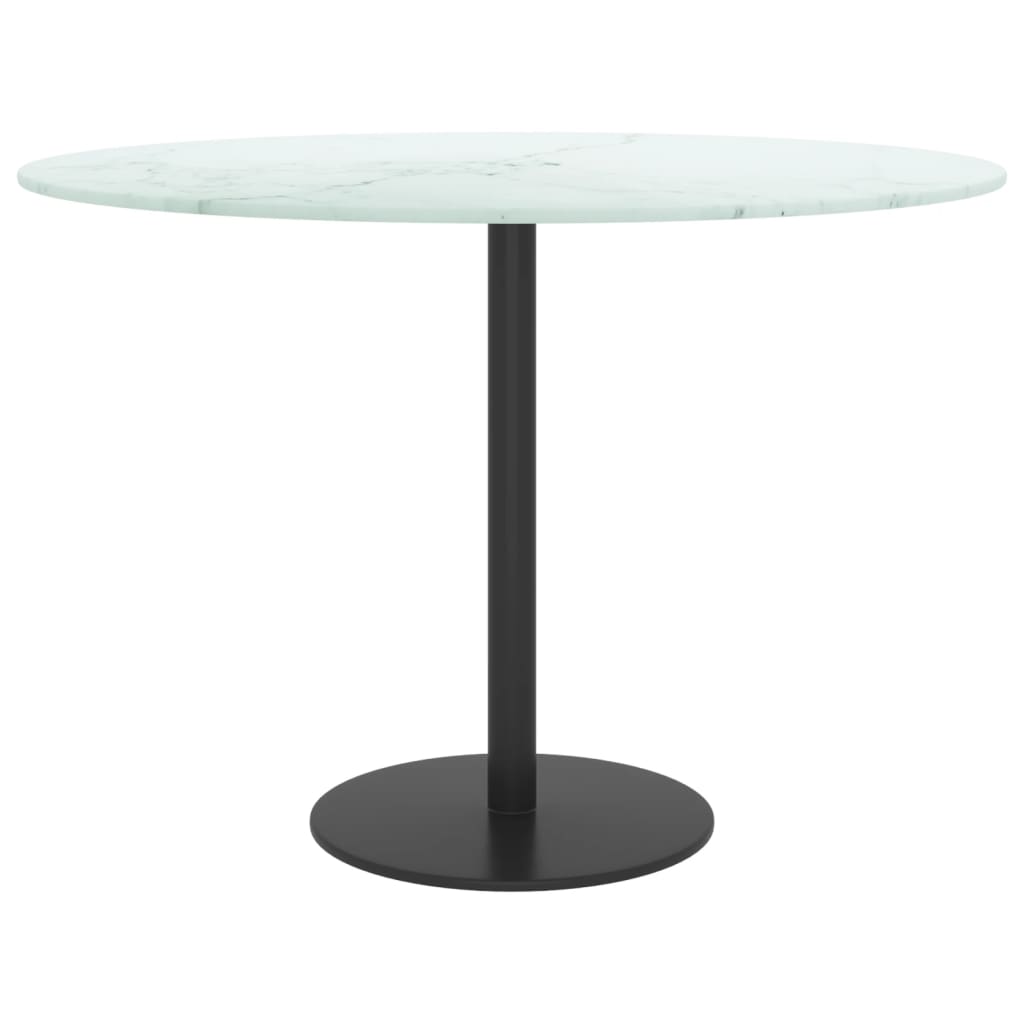 vidaXL Table Top White Ø 23.6"x0.3" Tempered Glass with Marble Design