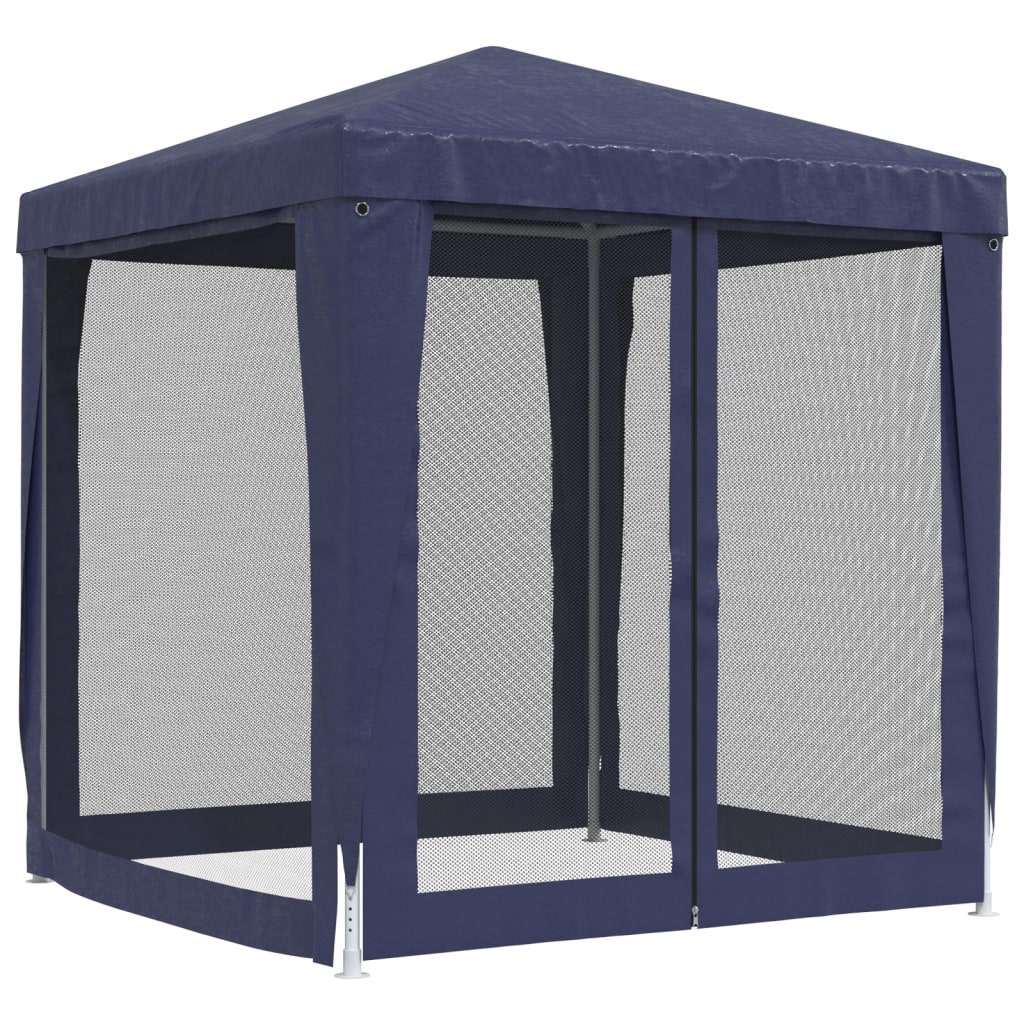 vidaXL Party Tent with 4 Mesh Sidewalls Blue 6.6'x6.6'HDPE