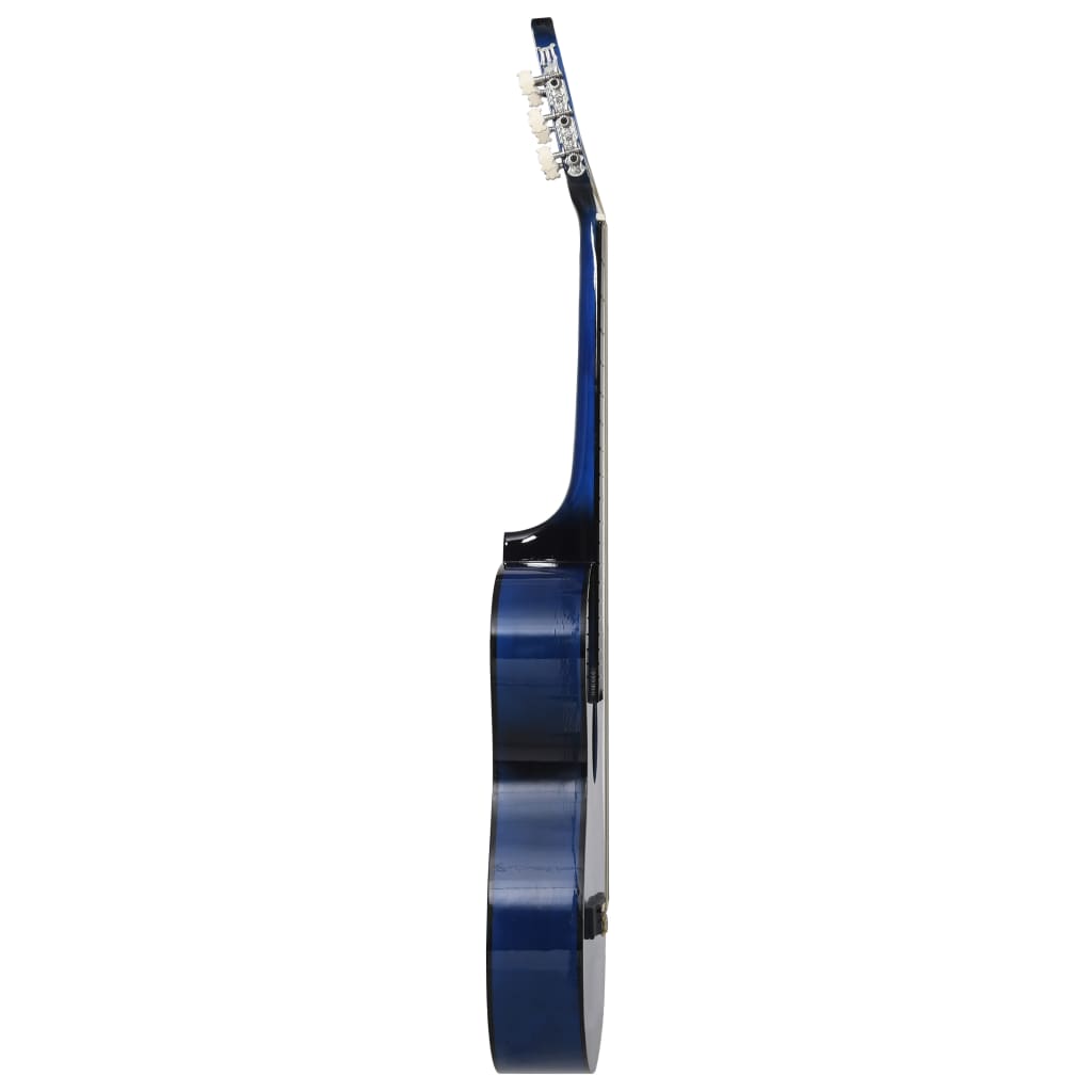vidaXL 12 Piece Western Classical Guitar Set with 6 Strings Blue 38"
