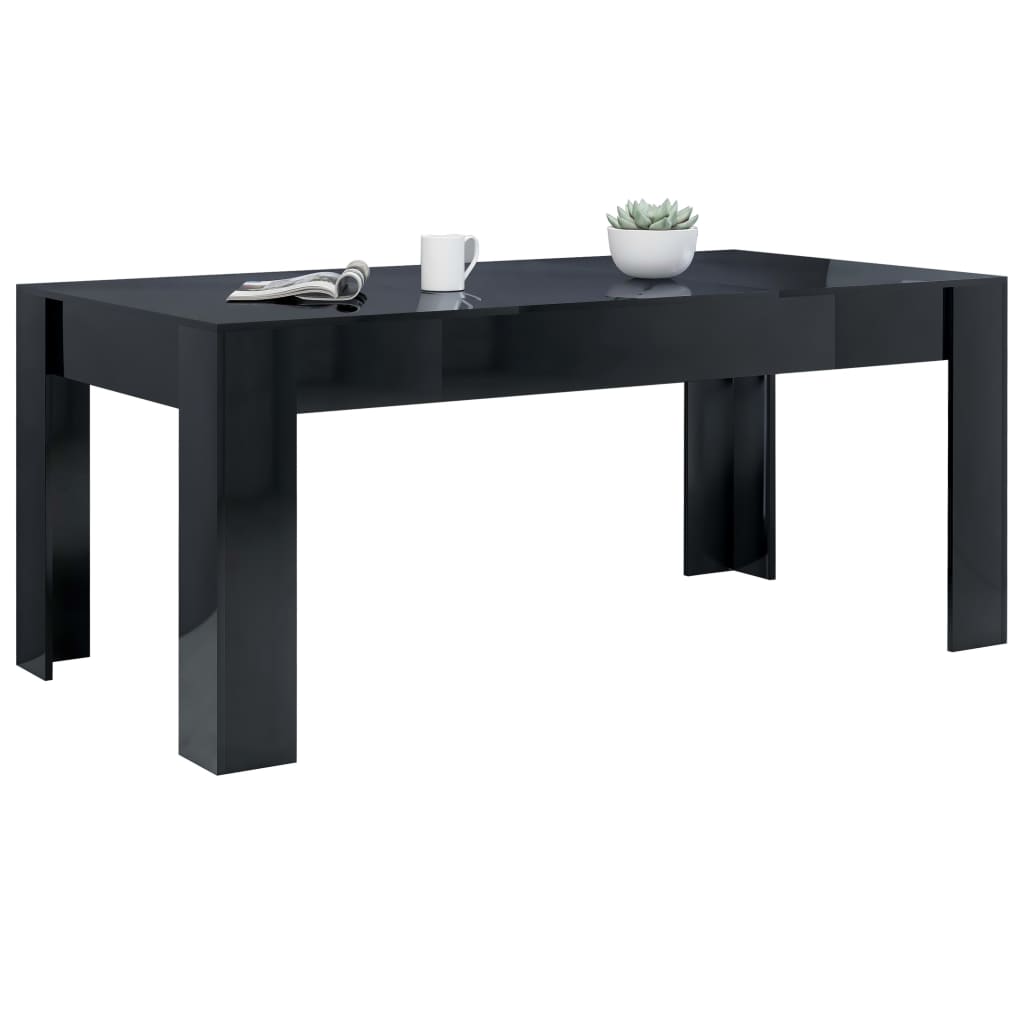 vidaXL Dining Table High Gloss Black 70.9"x35.4"x29.9" Engineered Wood