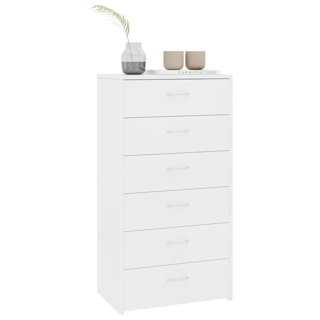 vidaXL Sideboard with 6 Drawers White 23.6"x13.4"x37.8" Chipboard