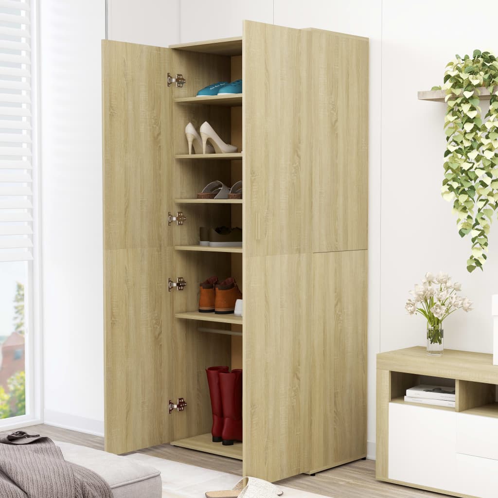 vidaXL Shoe Cabinet Sonoma Oak 31.5"x15.4"x70.1" Engineered Wood