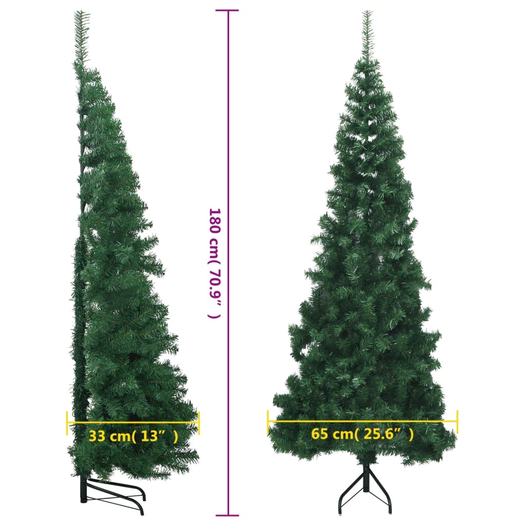 vidaXL Corner Artificial Christmas Tree Green 6 ft PVC
