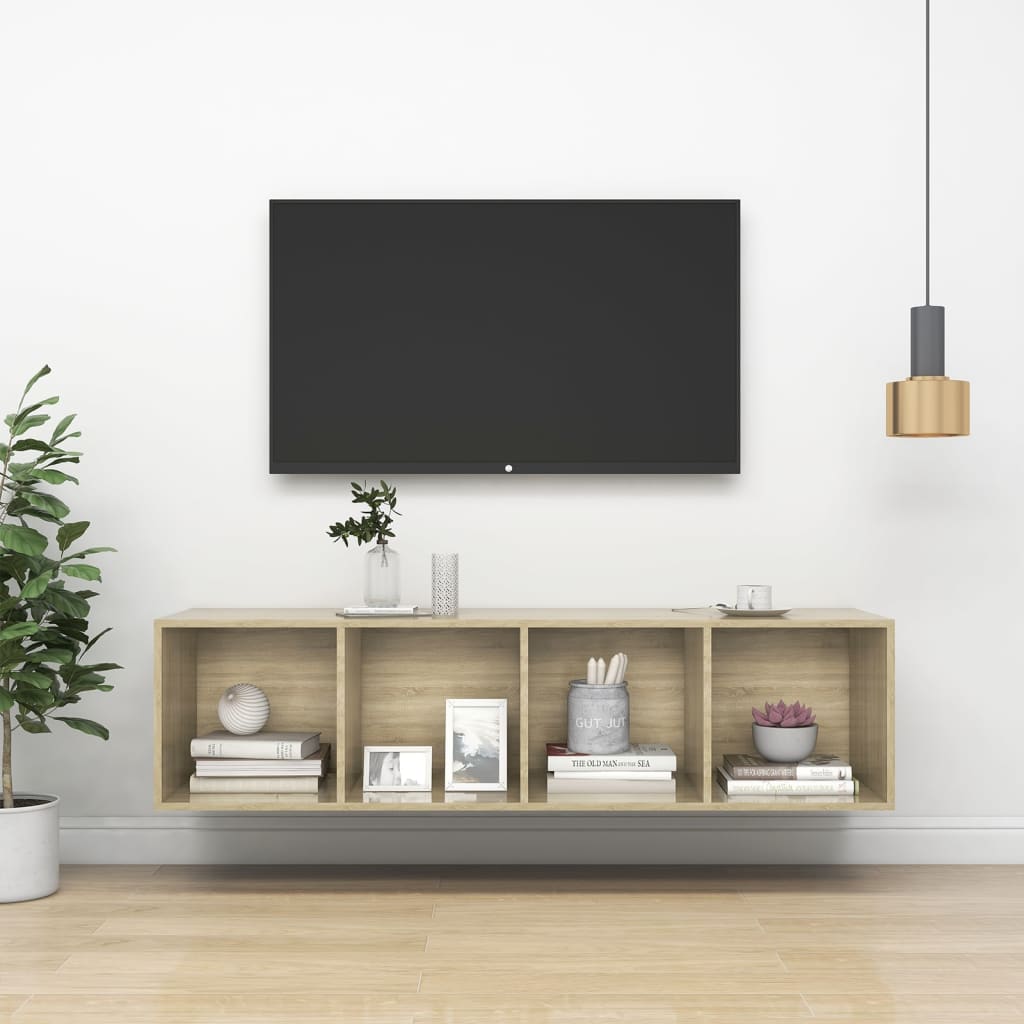 vidaXL Wall-mounted TV Cabinet Sonoma Oak 14.6"x14.6"x56.1" Chipboard