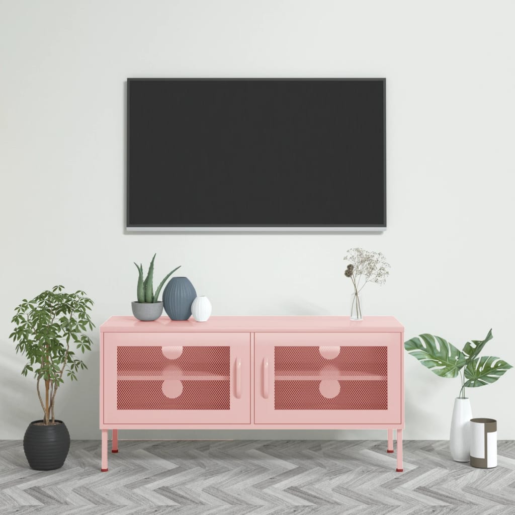 vidaXL TV Cabinet Pink 41.3"x13.8"x19.7" Steel