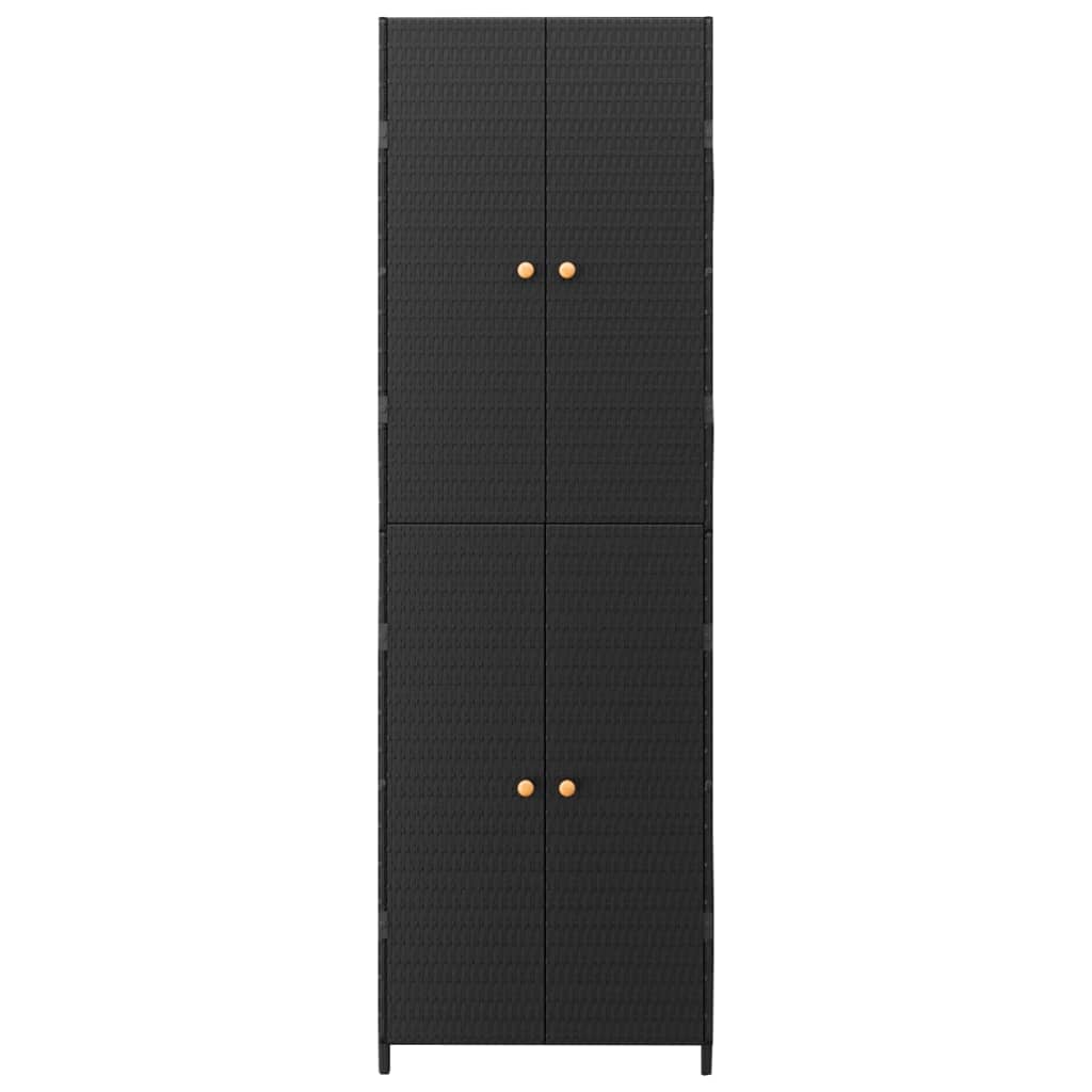 vidaXL Garden Storage Cabinet Black 23.2"x15.7"x70.9" Poly Rattan