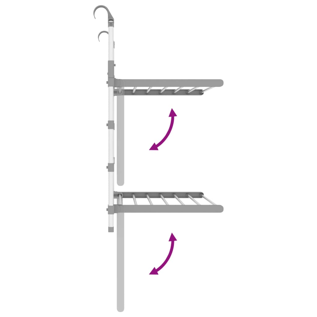 vidaXL Drying Rack for Balcony 21.3"x9.8"x16.5" Aluminum