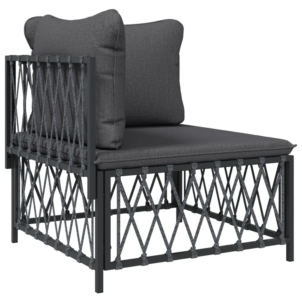 vidaXL 3 Piece Patio Lounge Set with Cushions Anthracite Steel