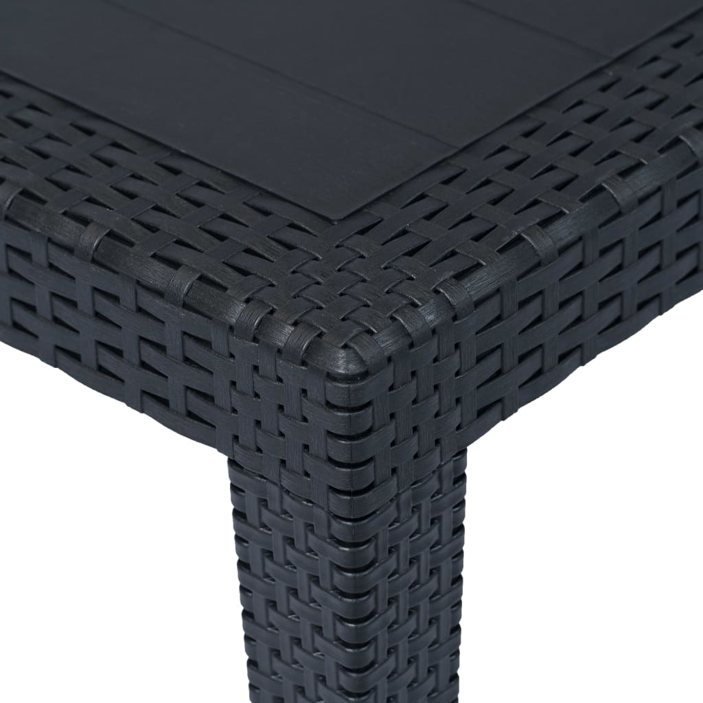 vidaXL Patio Table Anthracite 59"x35.4"x28.3" Plastic Rattan Look