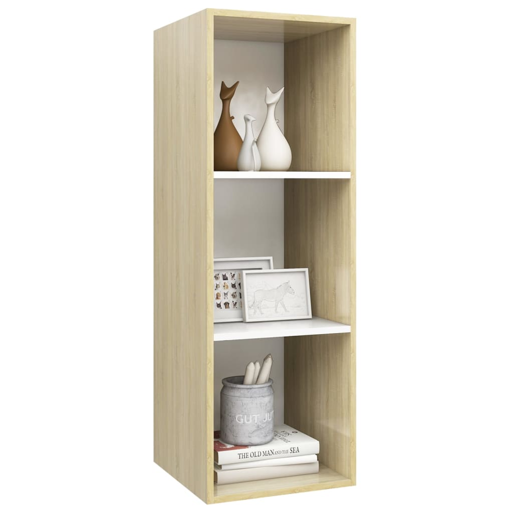vidaXL Wall-mounted TV Cabinet Sonoma Oak and White 14.6"x14.6"x42.1" Engineered Wood