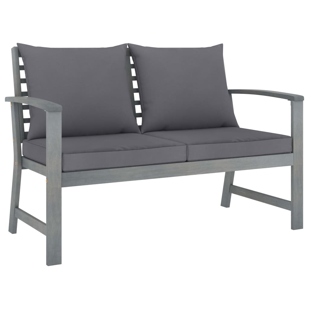 vidaXL 3 Piece Garden Lounge Set with Cushion Solid Acacia Wood Gray