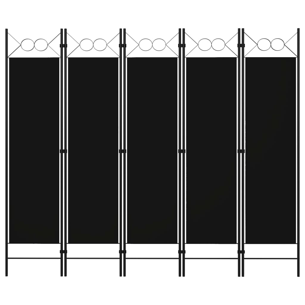 vidaXL 5-Panel Room Divider Black 78.7"x70.9"