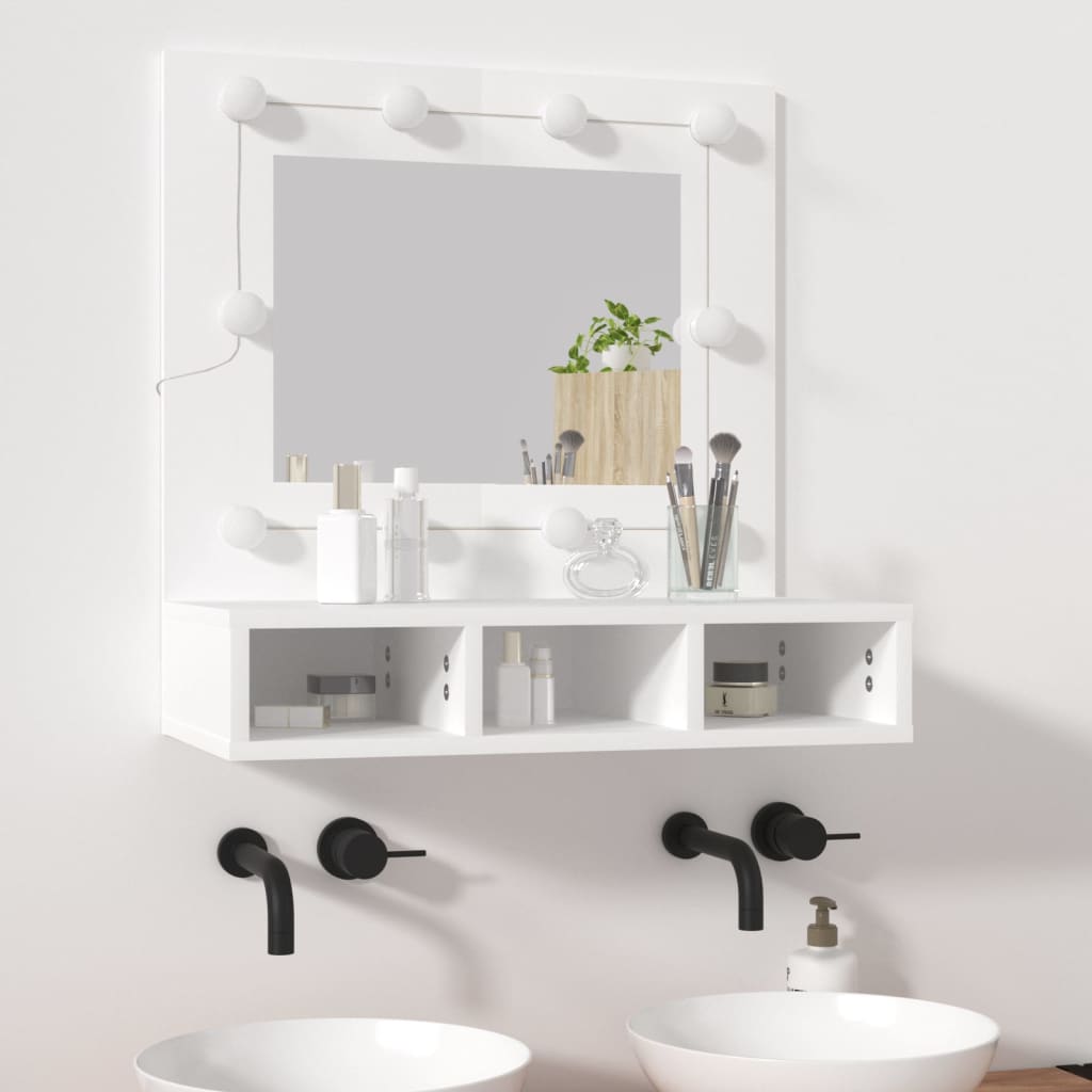 vidaXL Mirror Cabinet with LED White 23.6"x12.4"x24.4"