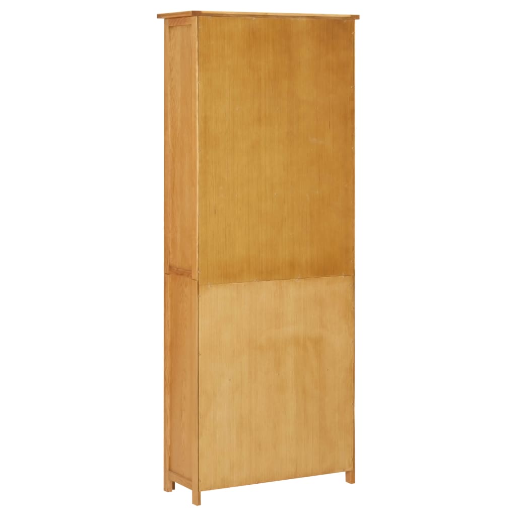 vidaXL Bookcase with 2 Doors 27.6"x11.8"x70.9" Solid Oak Wood