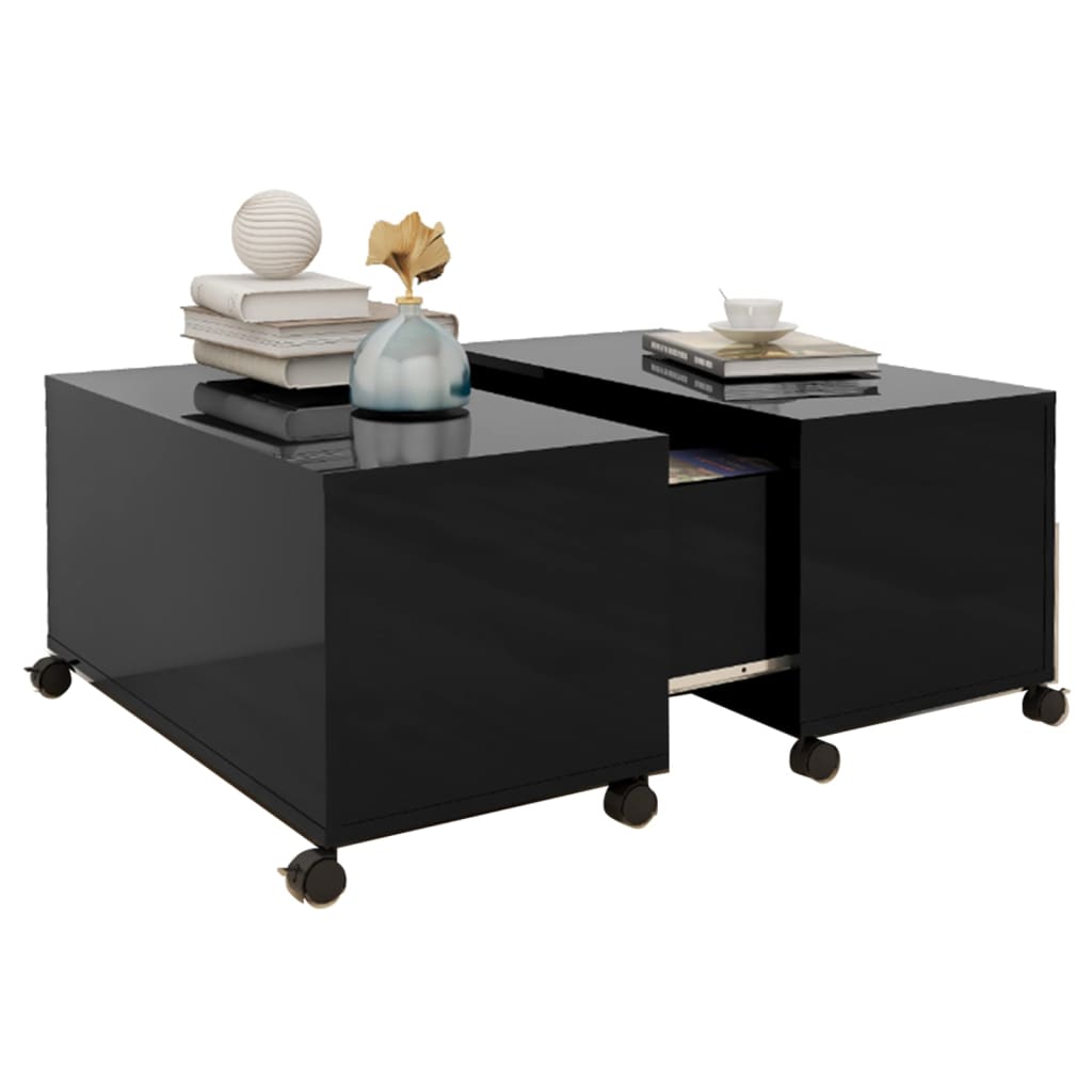 vidaXL Coffee Table High Gloss Black 29.5"x29.5"x15" Engineered Wood
