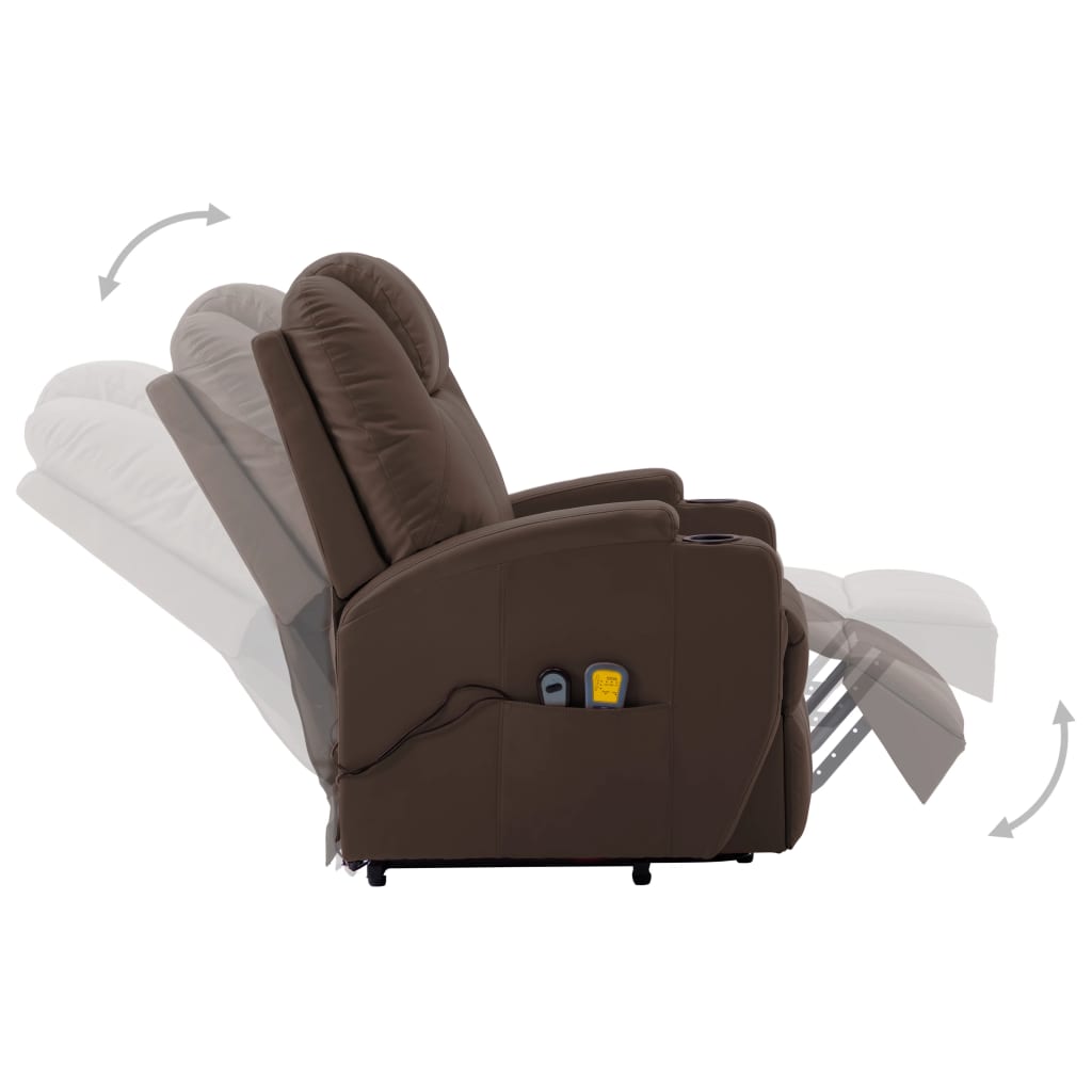 vidaXL Massage Stand-up Chair Brown Faux Leather