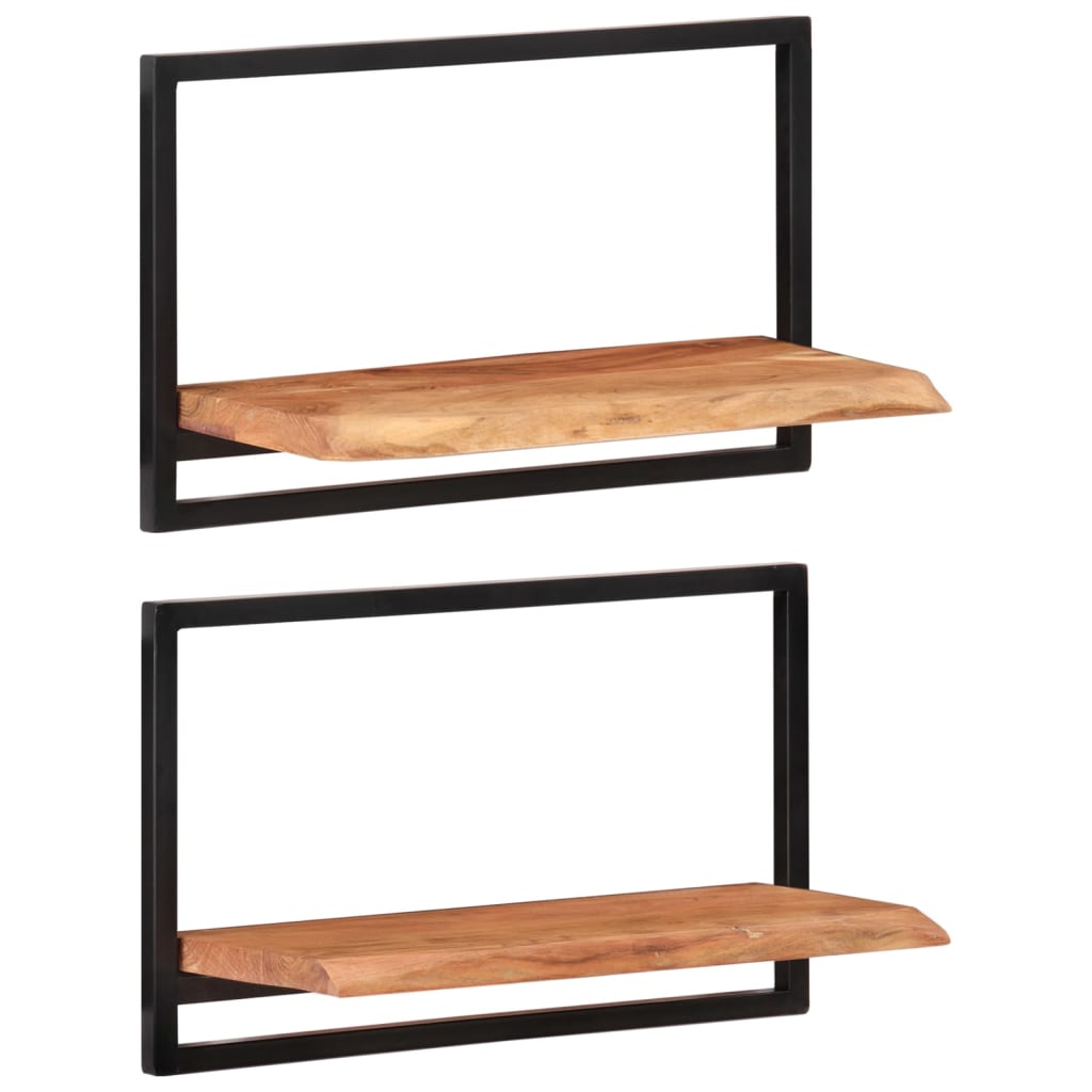 vidaXL Wall Shelves 2 pcs 23.6"x9.8"x13.8" Solid Wood Acacia and Steel