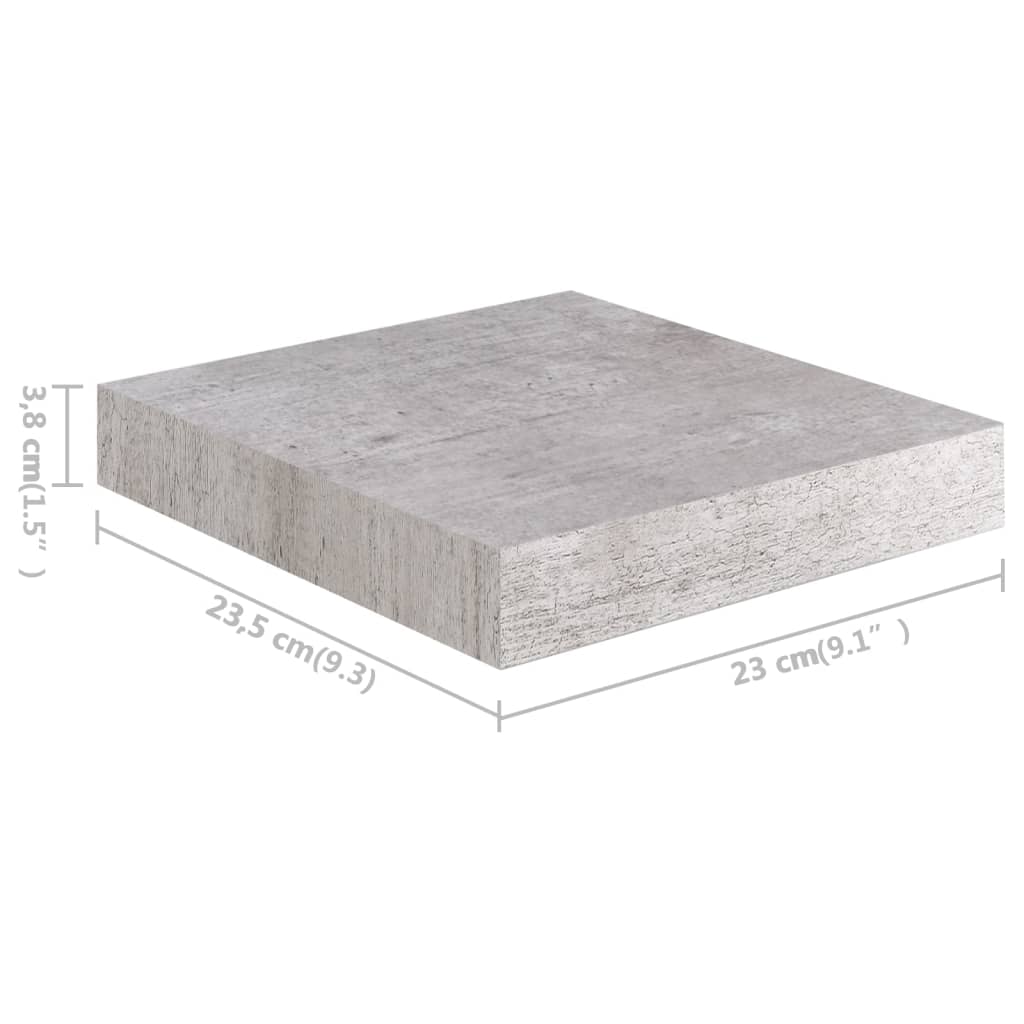 vidaXL Floating Wall Shelves 2 pcs Concrete Gray 9.1"x9.3"x1.5" MDF