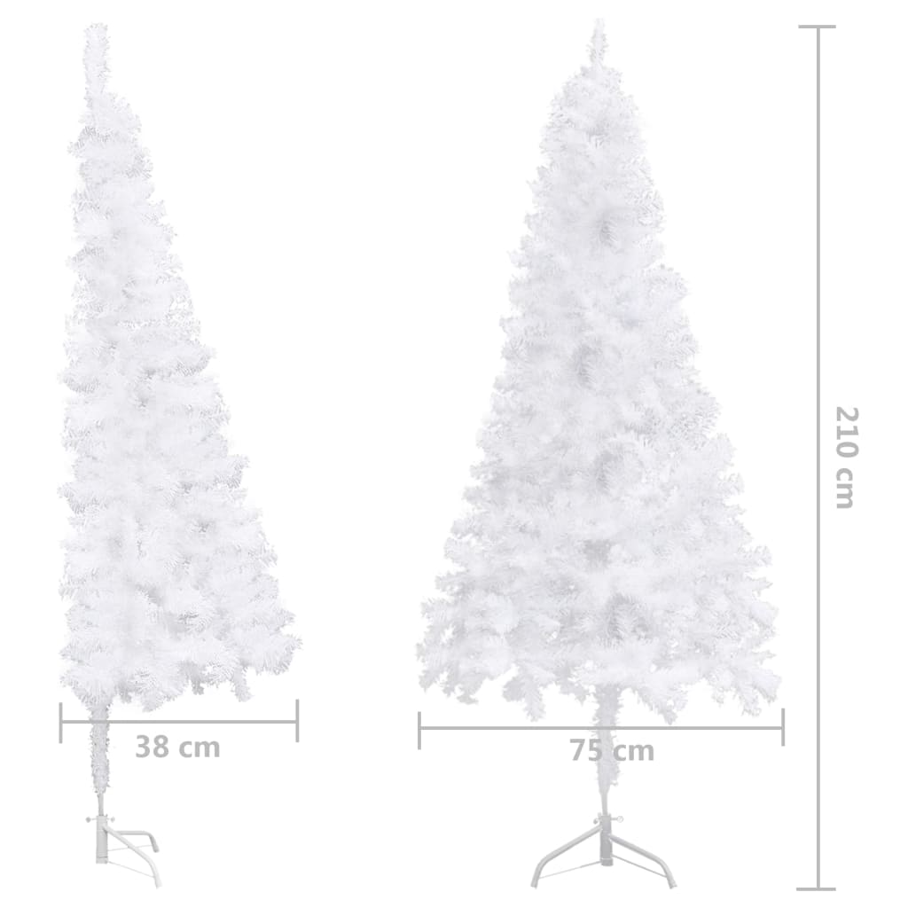 vidaXL Corner Artificial Christmas Tree LEDs&Ball Set White 82.7" PVC