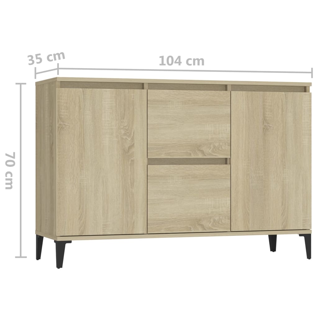vidaXL Sideboard Sonoma Oak 40.9"x13.8"x27.6" Engineered Wood