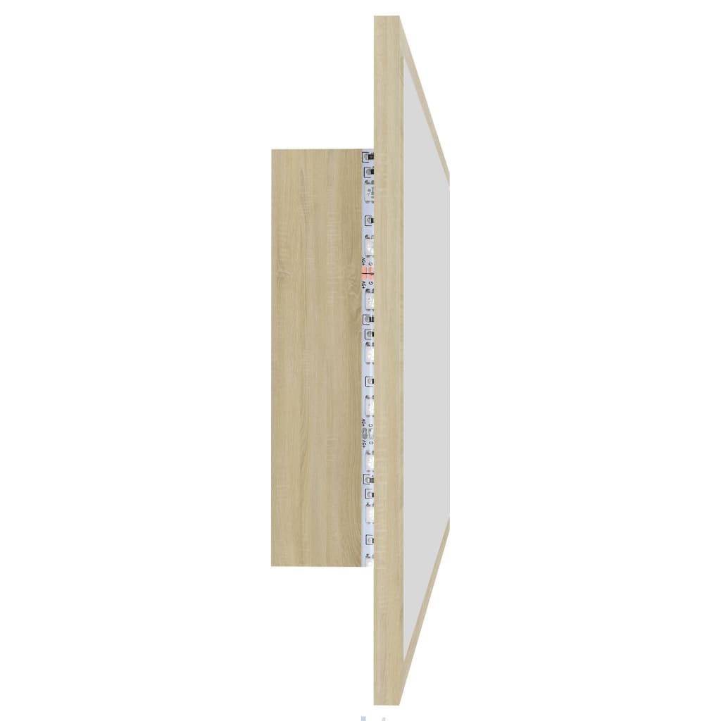 vidaXL LED Bathroom Mirror Sonoma Oak 35.4"x3.3"x14.6" Acrylic