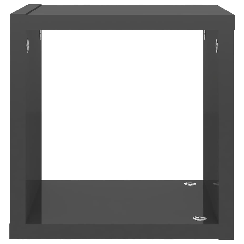 vidaXL Wall Cube Shelves 2 pcs High Gloss Gray 8.7"x5.9"x8.7"