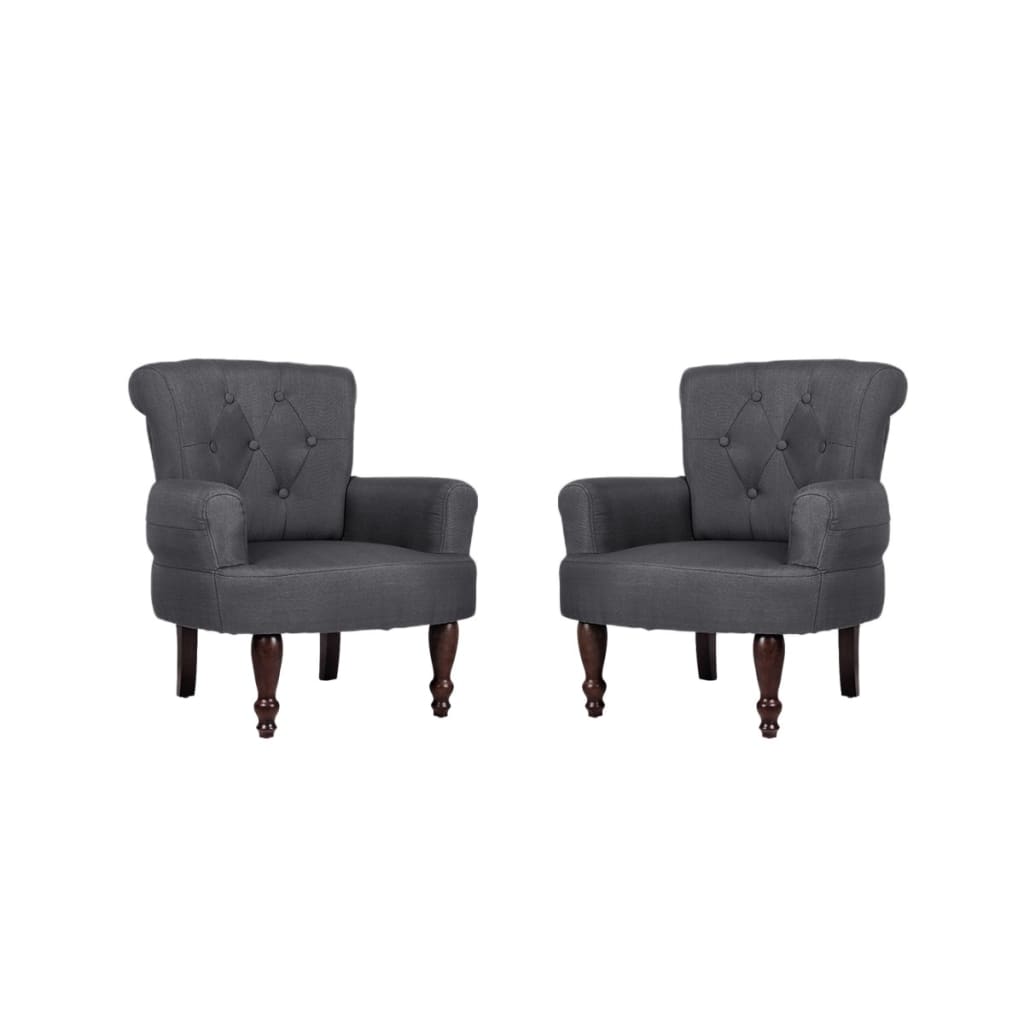 vidaXL French Chairs 2 pcs with Armrest Gray Fabric