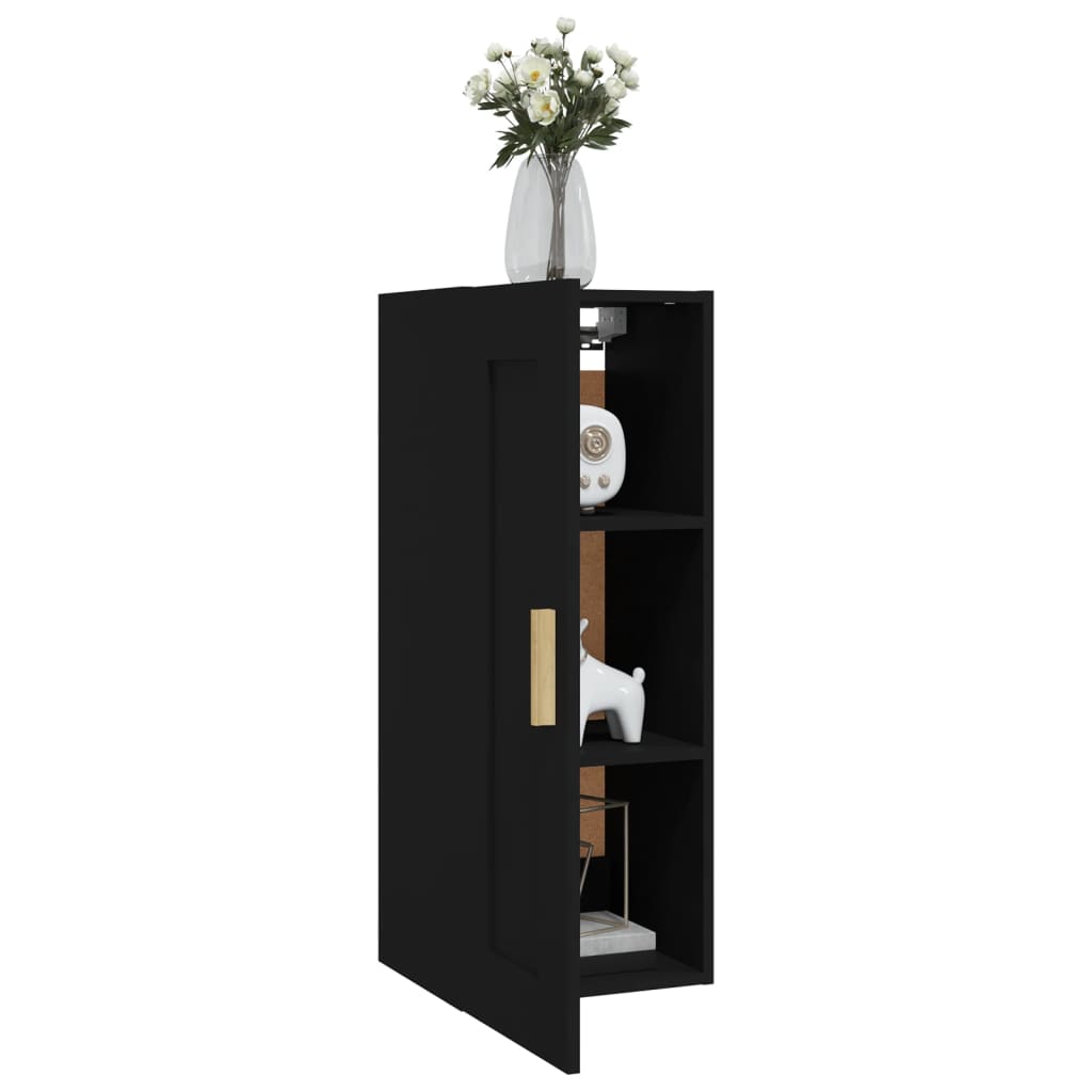vidaXL Wall Cabinet Black 13.8"x13.4"x35.4" Engineered Wood
