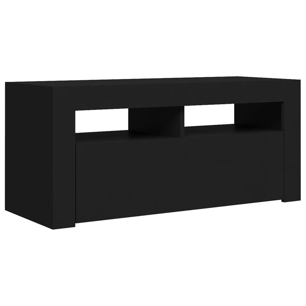 vidaXL TV Cabinet with LED Lights Black 35.4"x13.8"x15.7"