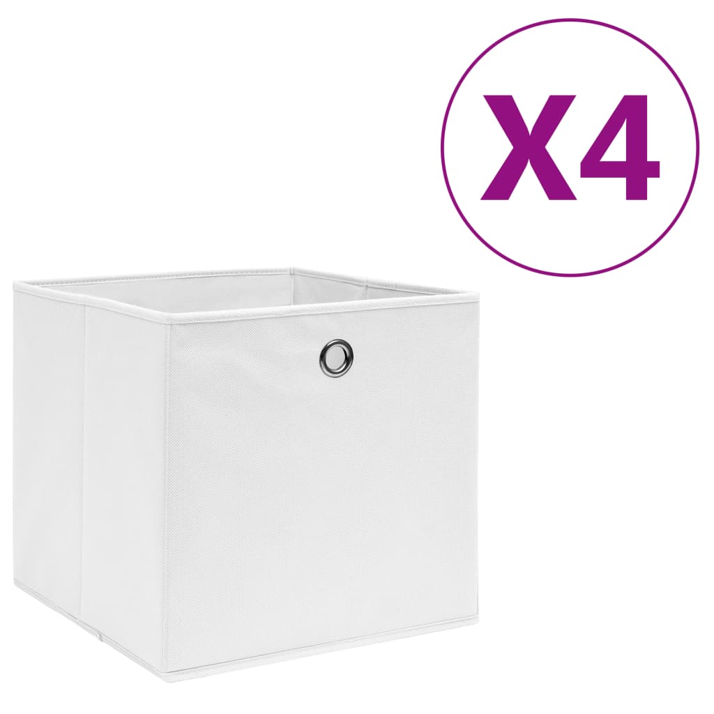 vidaXL Storage Boxes 4 pcs Non-woven Fabric 11"x11"x11" White