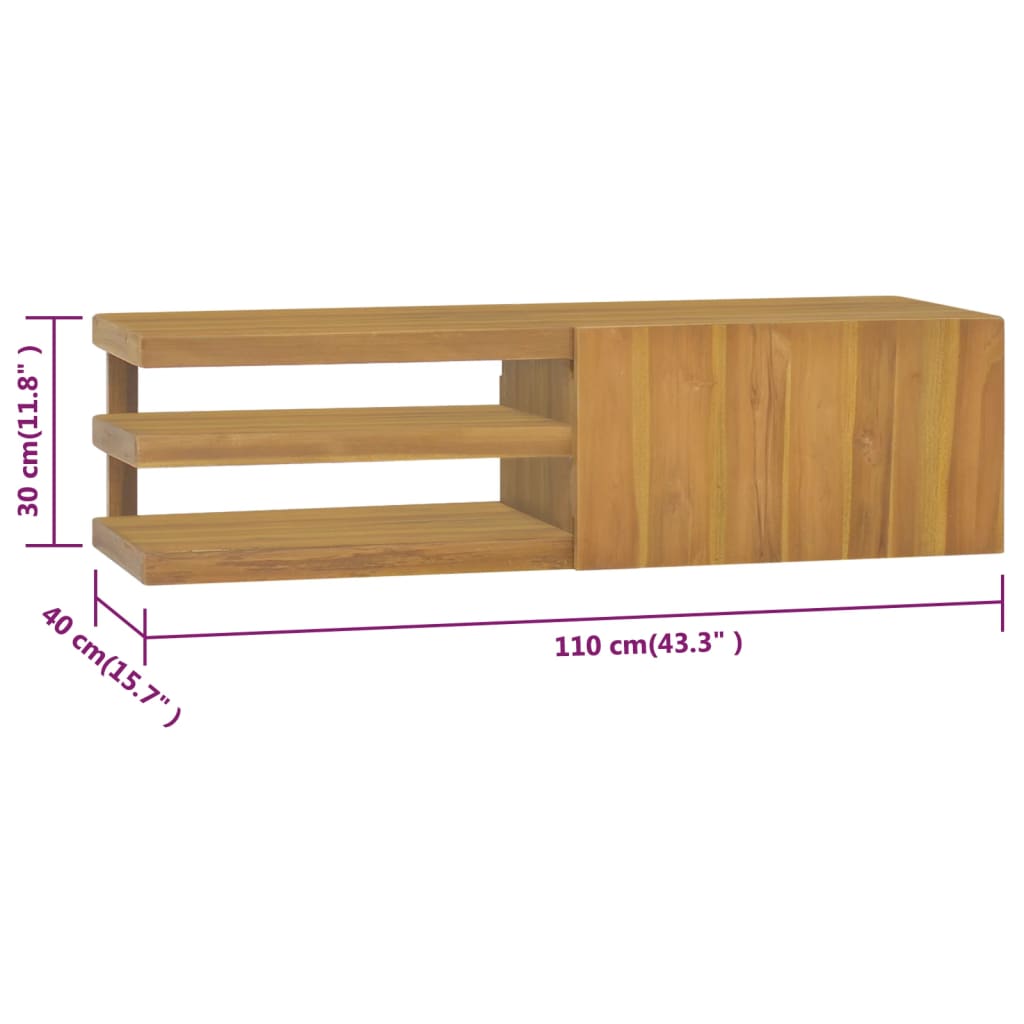 vidaXL Wall-mounted Bathroom Cabinet 43.3"x15.7"x11.8" Solid Wood Teak