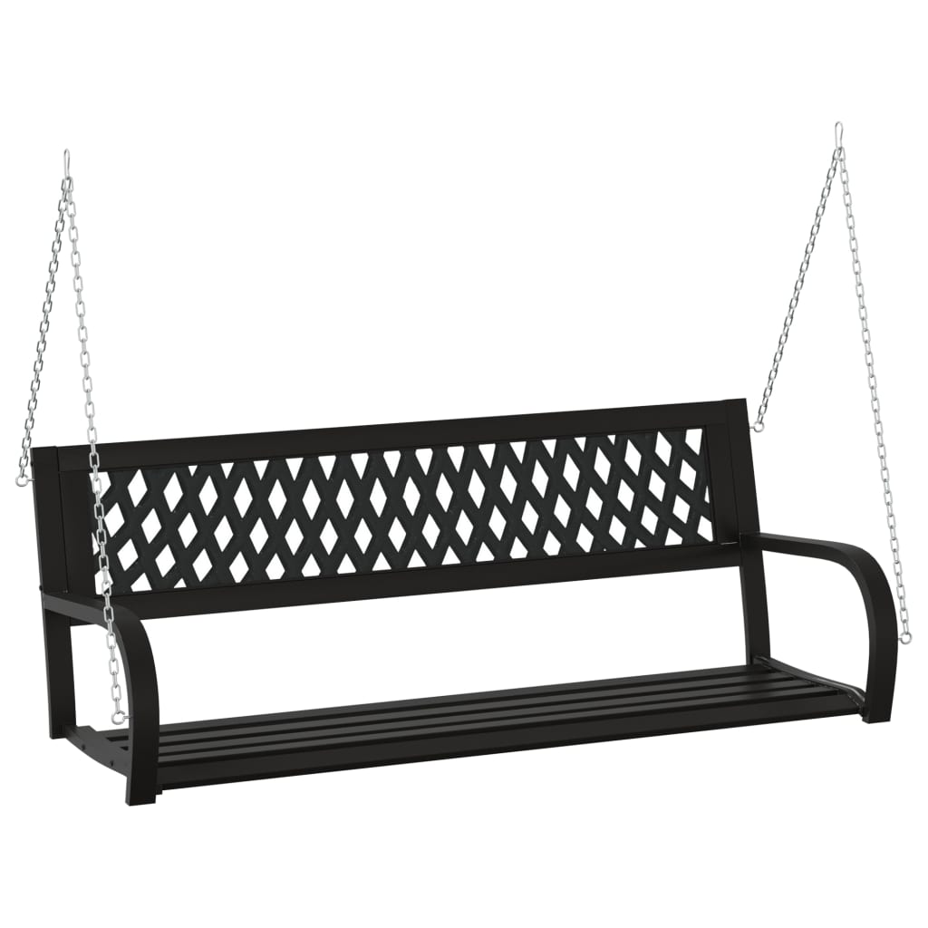 vidaXL Patio Swing Bench 49.2" Steel and Plastic Black