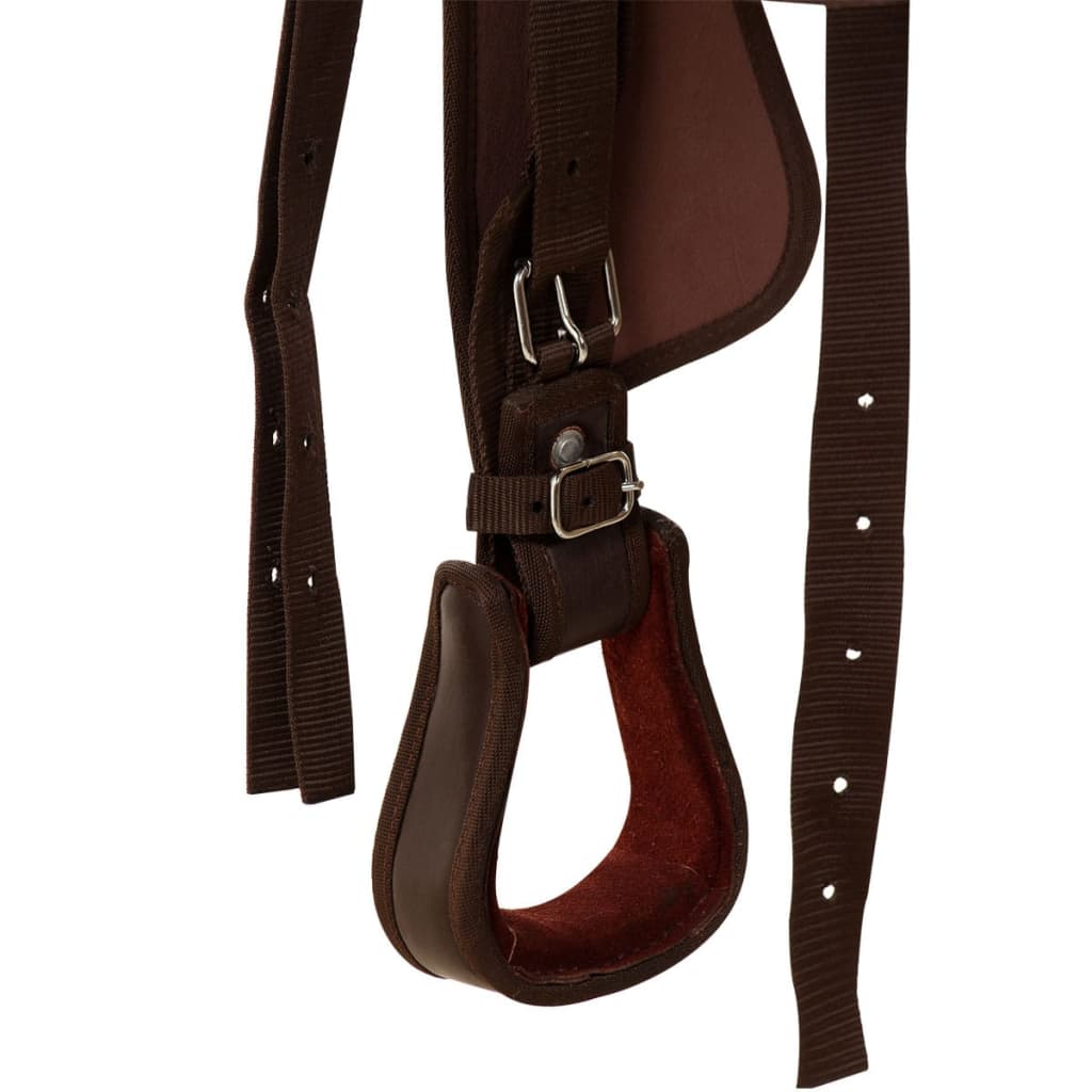 vidaXL Western Saddle, Headstall&Breast Collar Real Leather 15" Brown